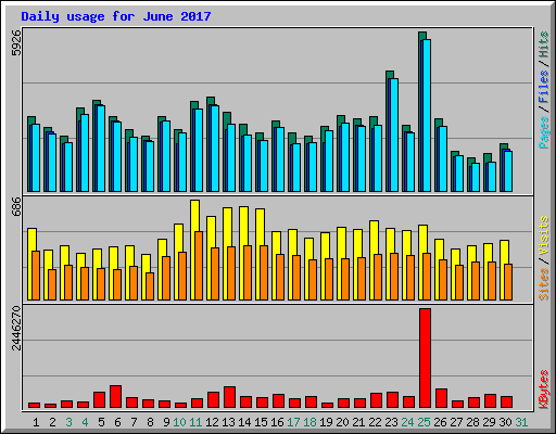 Daily usage for June 2017