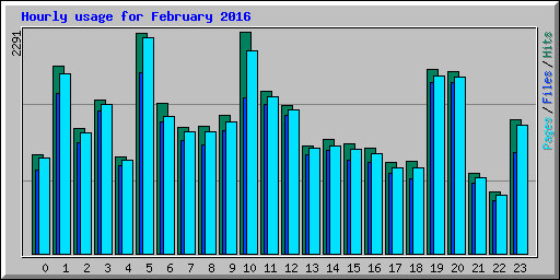 Hourly usage for February 2016