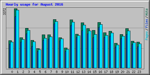 Hourly usage for August 2016