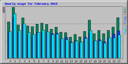 Hourly usage for February 2018